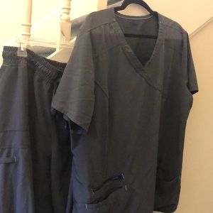 2XL Scrub Set Grey w/ Light Blue accents (ScrubStar)